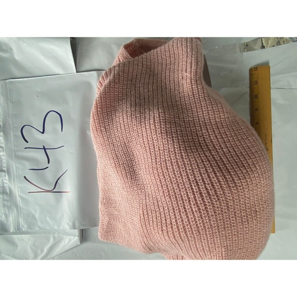 Pink Ribbed Knit Beanie Hat Winter Warm Fashion Accessory size M - Picture 2 of 4